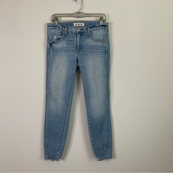 Amo Womens light blue twist fray on Fairfax jeans - Picture 1 of 9
